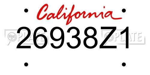 26938Z1 California License Plate