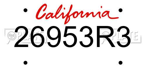 26953R3 California License Plate