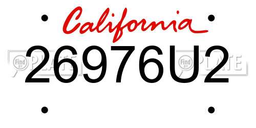 26976U2 California License Plate