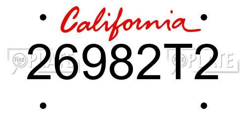 26982T2 California License Plate