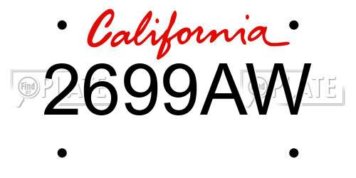2699AW California License Plate