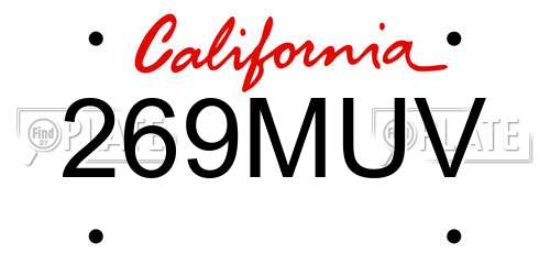 269MUV California License Plate