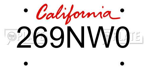 269NW0 California License Plate