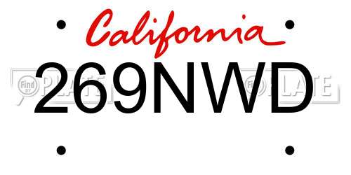 269NWD California License Plate
