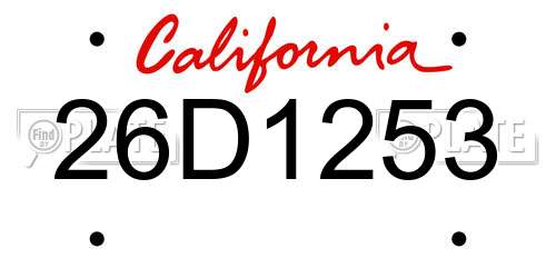 26D1253 California License Plate