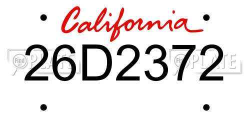 26D2372 California License Plate
