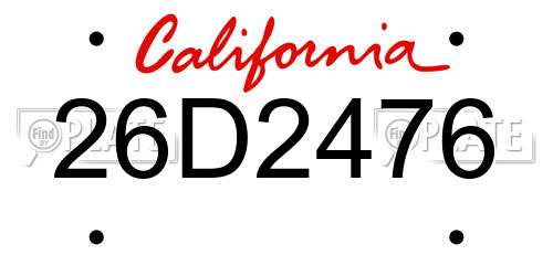 26D2476 California License Plate
