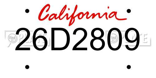 26D2809 California License Plate