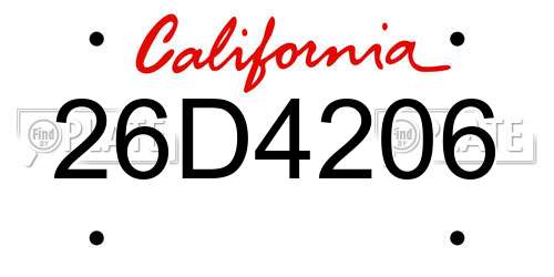 26D4206 California License Plate
