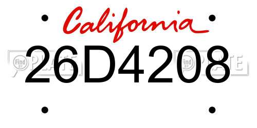 26D4208 California License Plate