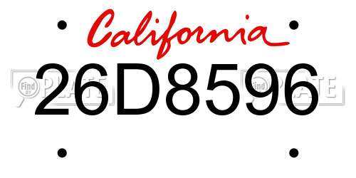 26D8596 California License Plate