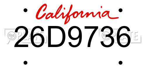 26D9736 California License Plate