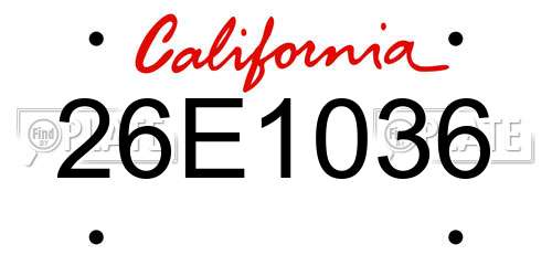 26E1036 California License Plate