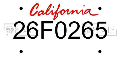 26F0265 California License Plate