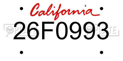 26F0993 California License Plate