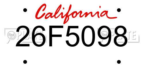 26F5098 California License Plate