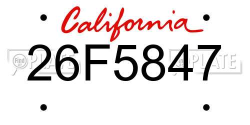 26F5847 California License Plate