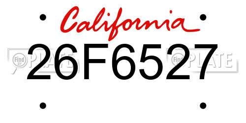26F6527 California License Plate