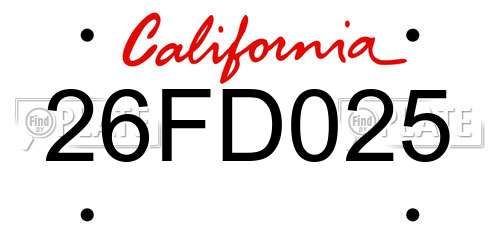26FD025 California License Plate
