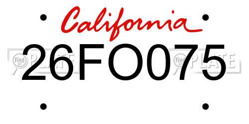 26FO075 California License Plate