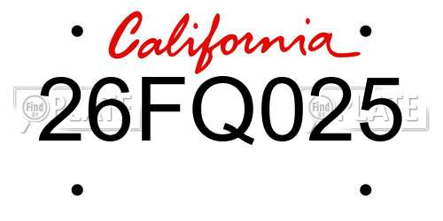 26FQ025 California License Plate