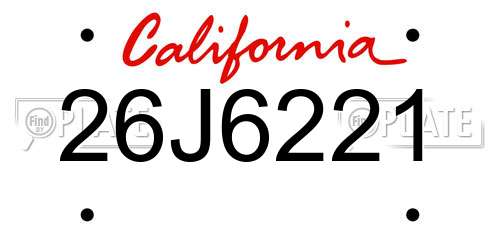 26J6221 California License Plate