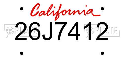 26J7412 California License Plate