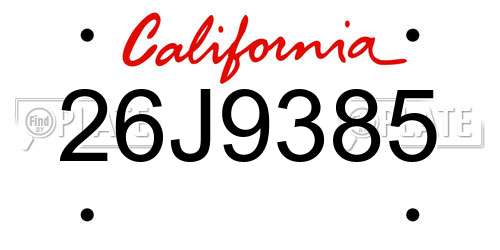 26J9385 California License Plate
