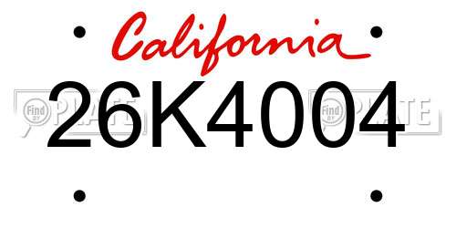 26K4004 California License Plate
