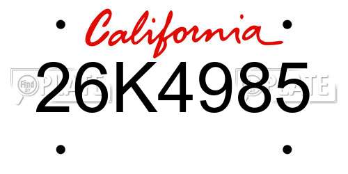 26K4985 California License Plate