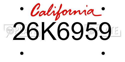 26K6959 California License Plate
