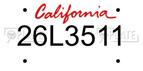 26L3511 California License Plate