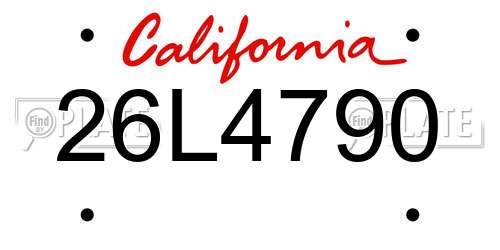 26L4790 California License Plate