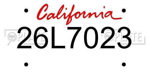 26L7023 California License Plate