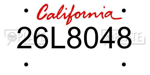 26L8048 California License Plate