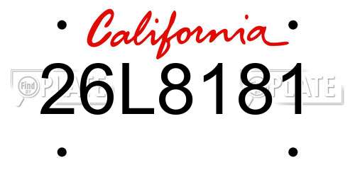 26L8181 California License Plate