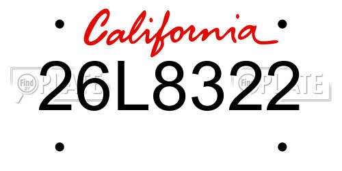 26L8322 California License Plate