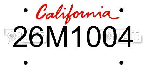 26M1004 California License Plate