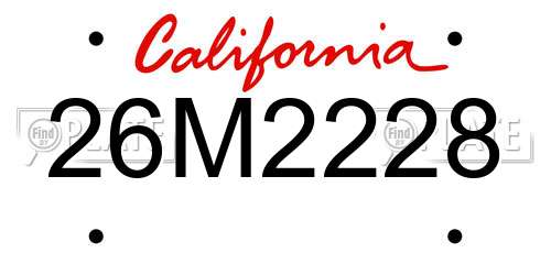 26M2228 California License Plate