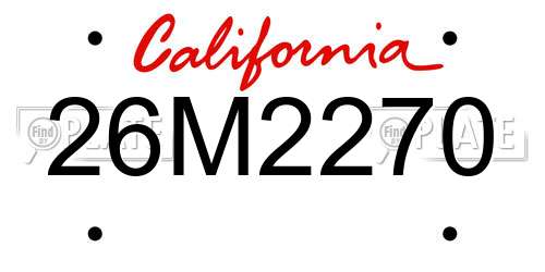 26M2270 California License Plate