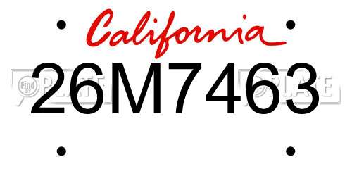 26M7463 California License Plate