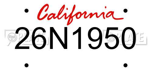 26N1950 California License Plate
