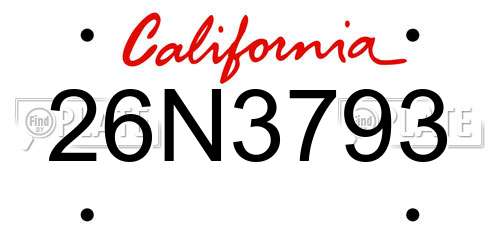26N3793 California License Plate