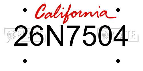 26N7504 California License Plate