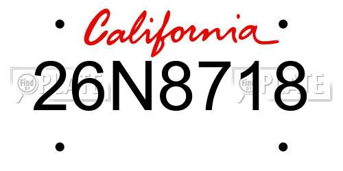 26N8718 California License Plate
