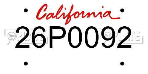 26P0092 California License Plate