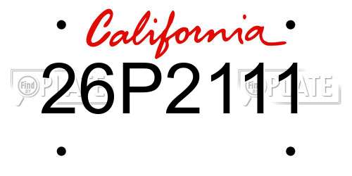 26P2111 California License Plate