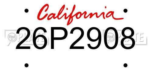 26P2908 California License Plate