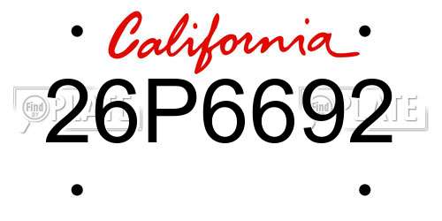 26P6692 California License Plate