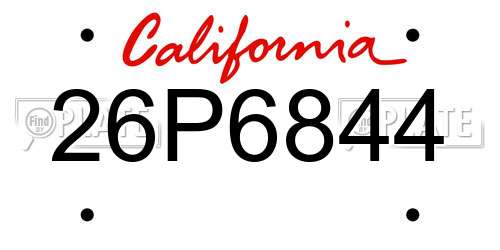 26P6844 California License Plate